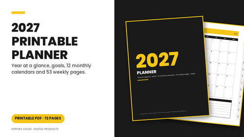 2027 Printable Planner (PDF, 72 pages) cover