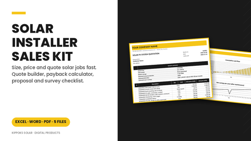 Solar Installer Sales Kit: Quote Builder, Payback Calculator, Proposal & Survey Checklist cover